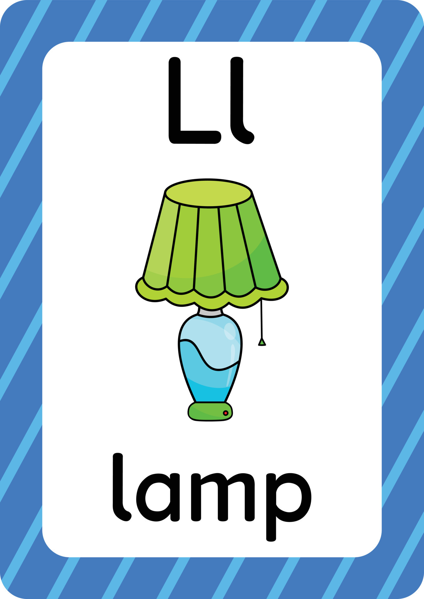 Lamp vector isolated on white background letter L flashcard Lamp