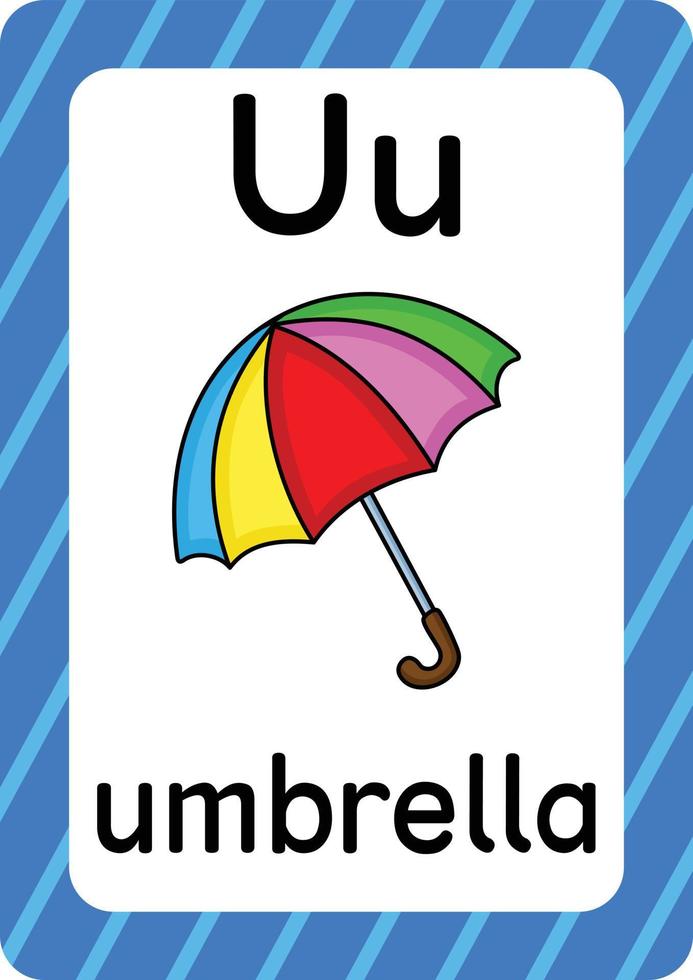 paraguas vector aislado sobre fondo blanco letra u flashcard paraguas dibujos animados