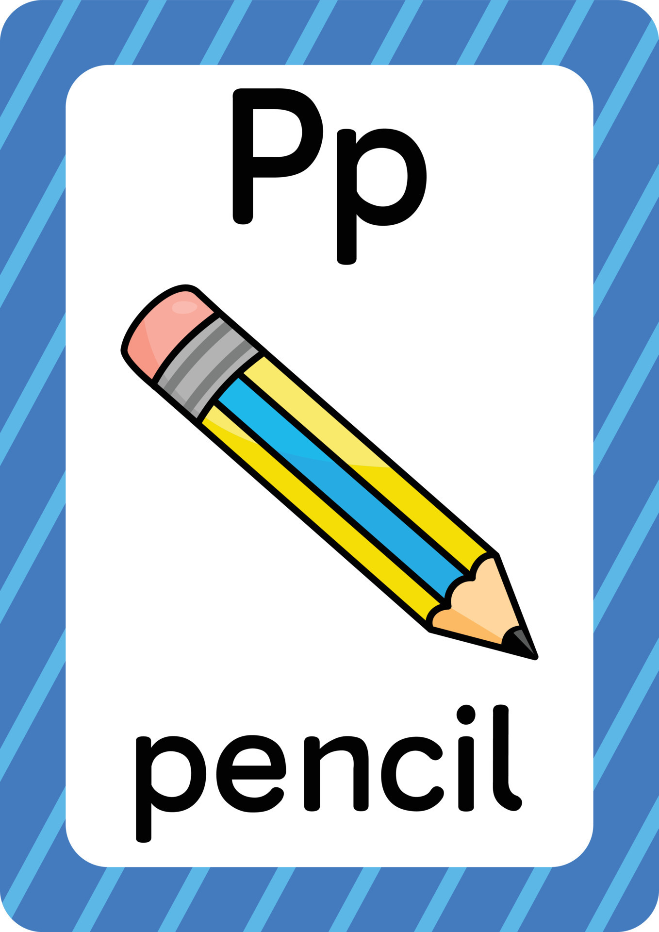 Pencil vector isolated on white background letter P flashcard Pencil