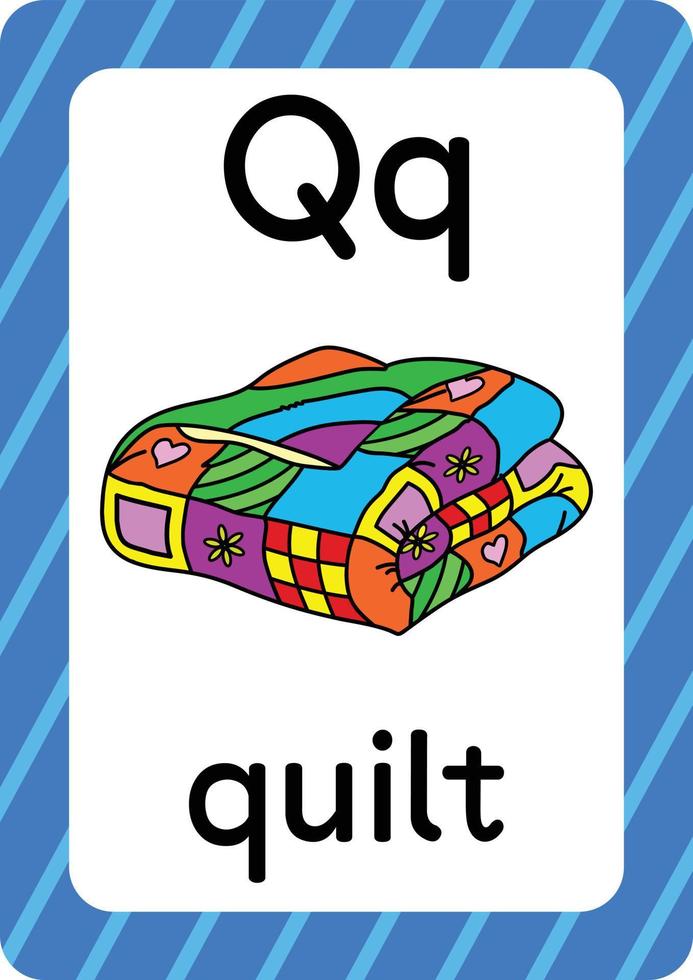 Quilt vector isolated on white background letter Q flashcard Quilt cartoon
