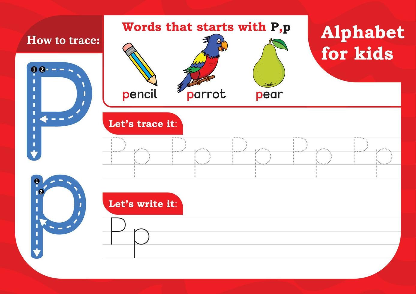 worksheet Letter P, Alphabet tracing practice Letter P. Letter P ...