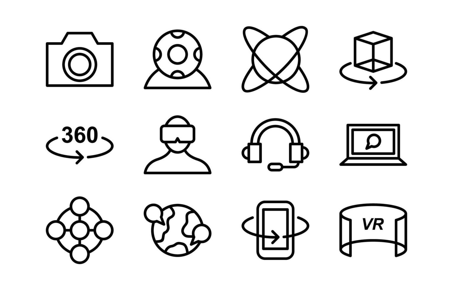 colección de iconos de contorno simple de tecnología virtual vector