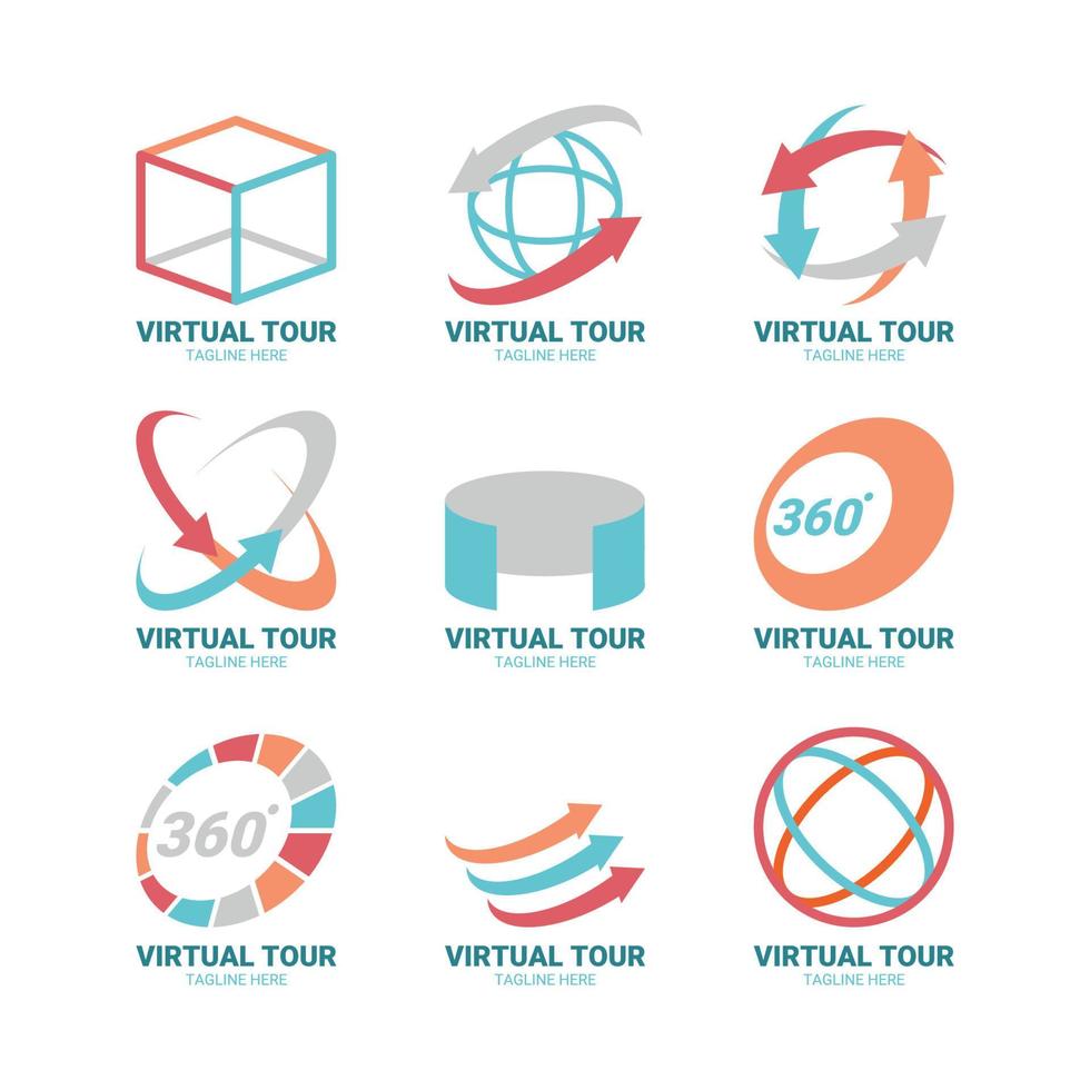 colección de logotipos de concepto de recorrido virtual vector