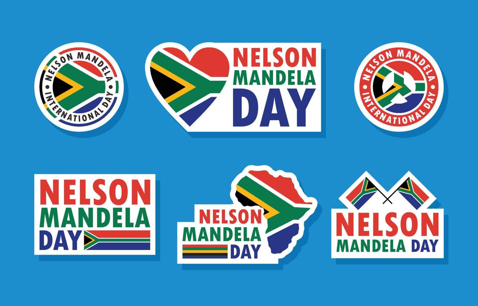 Nelson Mandela Day International Day Sticker Collection vector