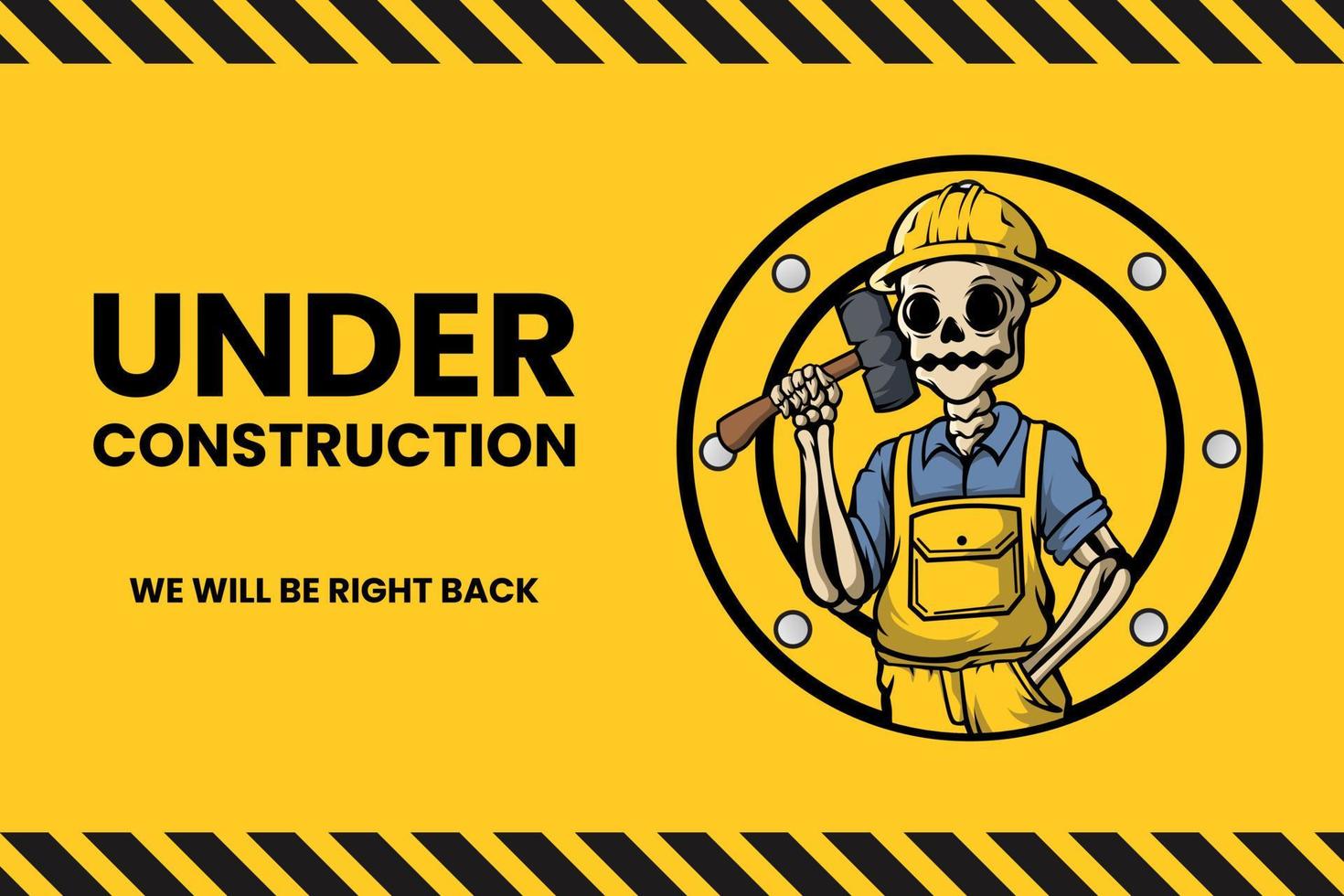 Skull Under Construction Page Design vector