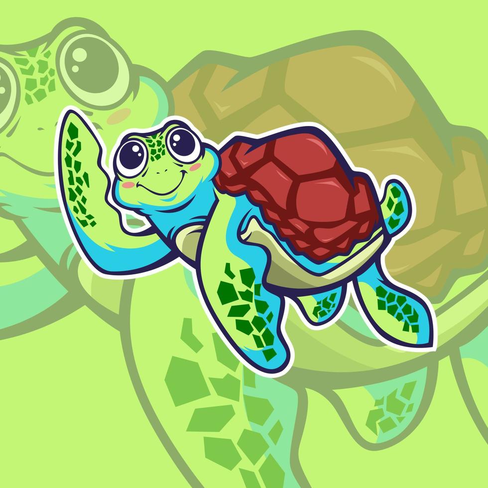 Cute Turtle Sea Character Design vector