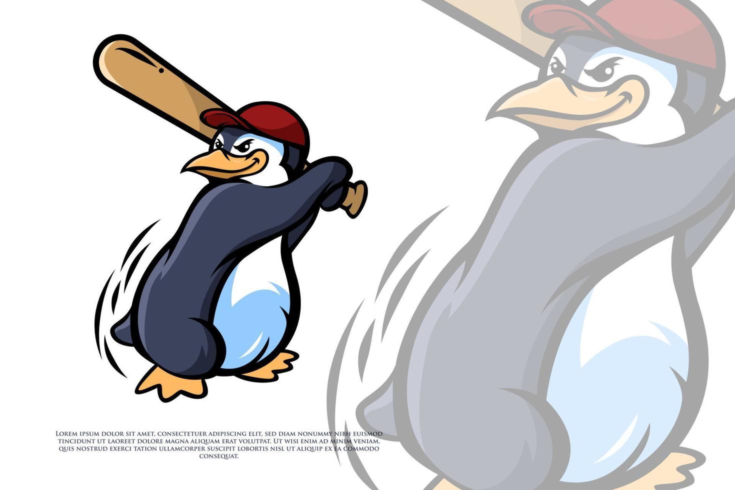 mascota de beisbol pinguino vector