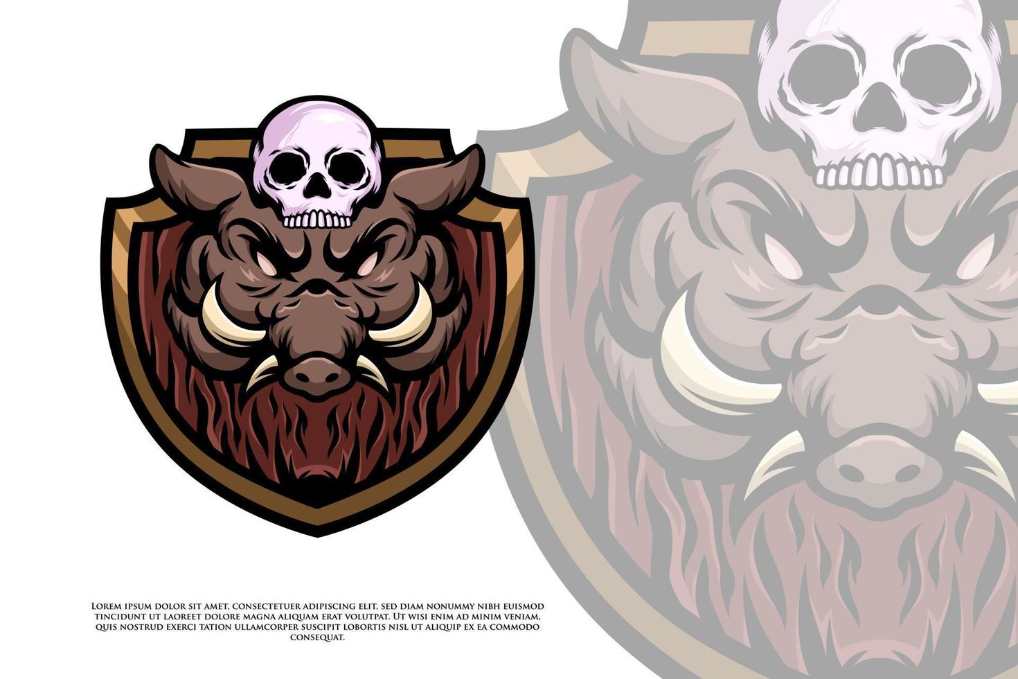 Wild Boar Head and Skull Logo vector
