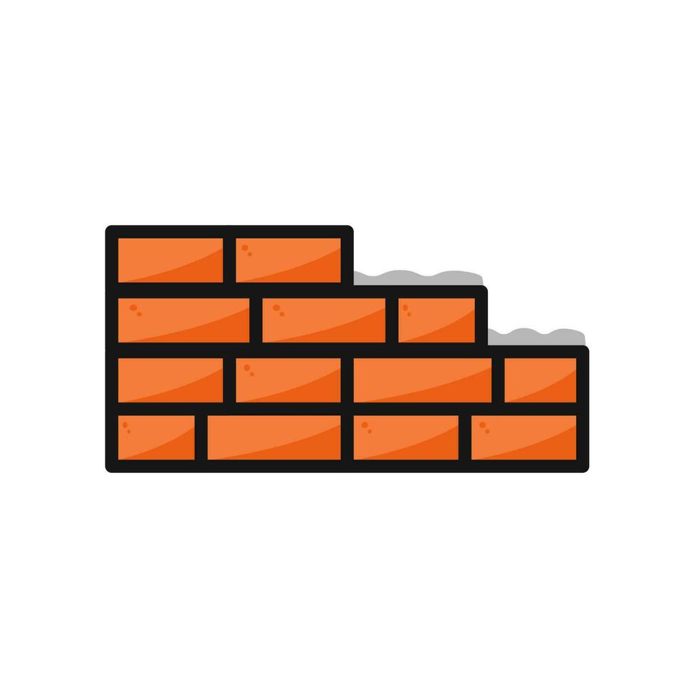 Brick Wall Icon. Brick Wall Logo. Vector Illustration. Isolated on White Background. Editable Stroke