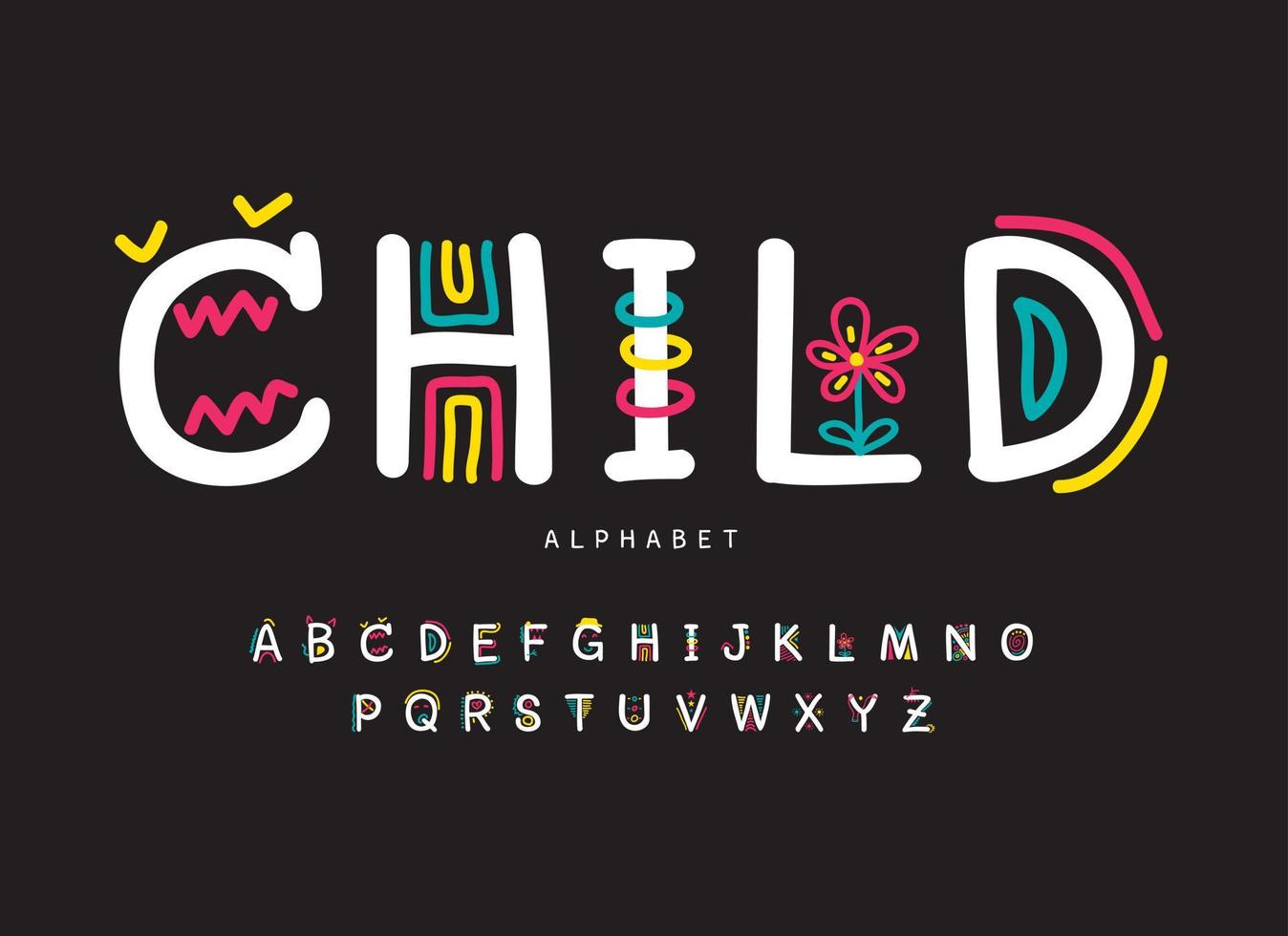 vector letters a to z children's style suitable for teaching materials