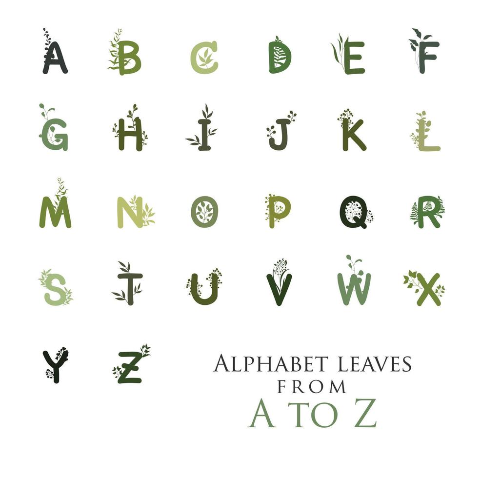 vector letters a to z tree style