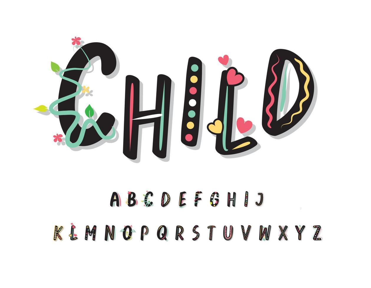 Vector letters A to Z. Children's style. Suitable for teaching materials.