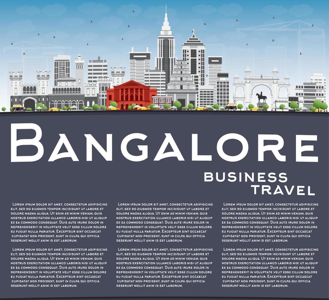 Bangalore Skyline with Gray Buildings, Blue Sky and Copy Space. vector