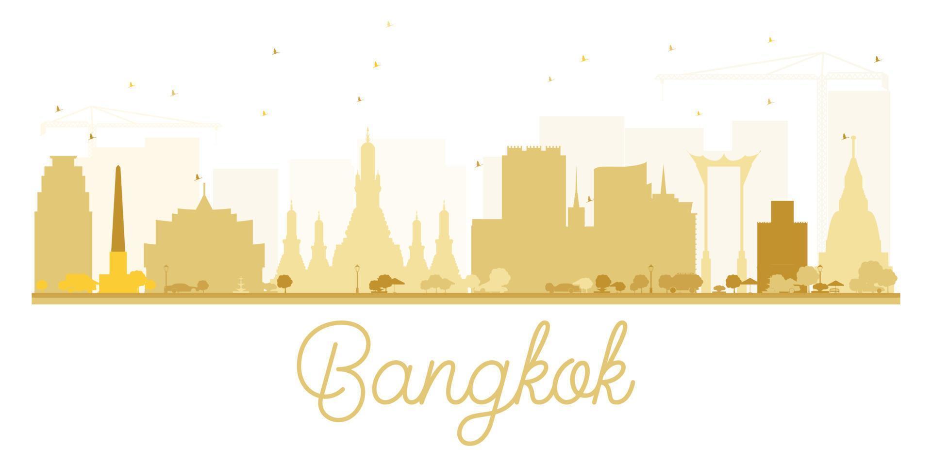 Bangkok City skyline golden silhouette. vector