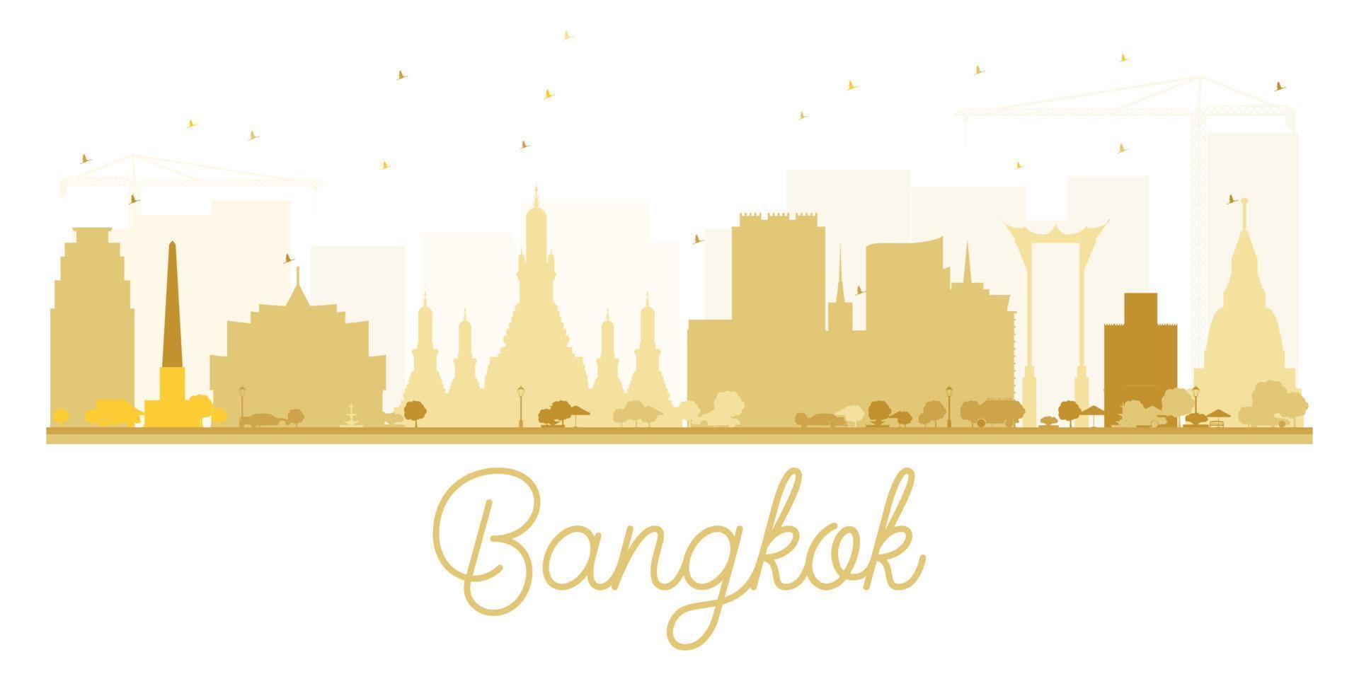 silueta dorada del horizonte de la ciudad de bangkok. vector