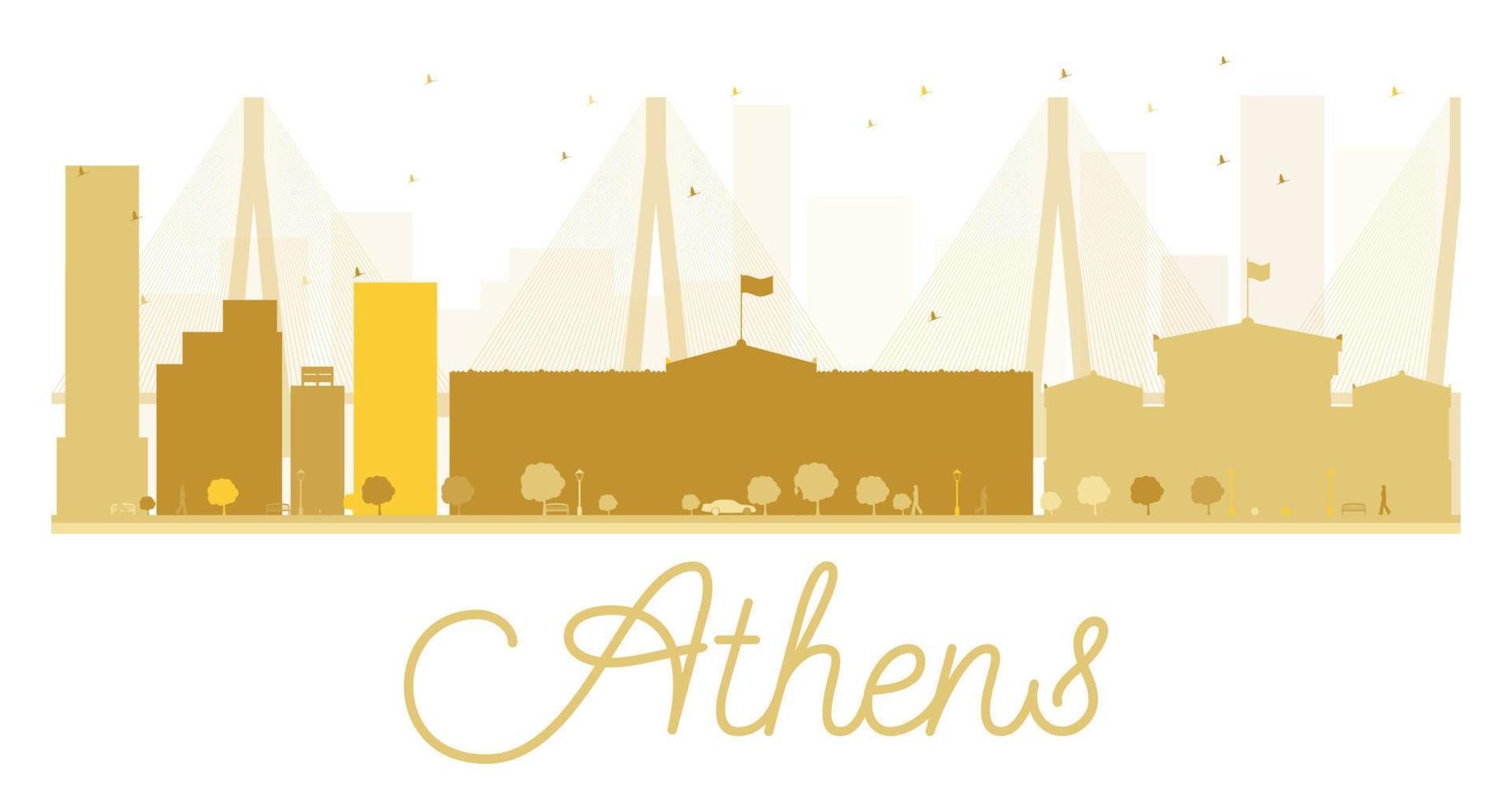 Athens City skyline golden silhouette. vector