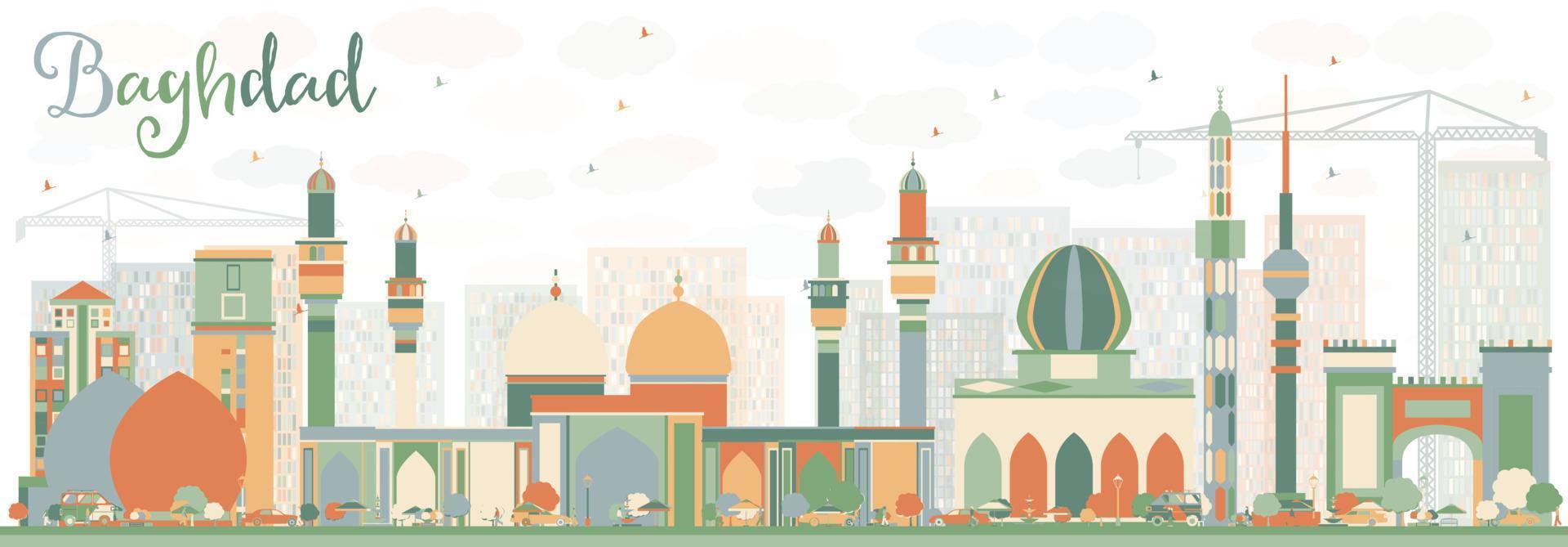 Abstract Baghdad Skyline with Color Buildings. vector