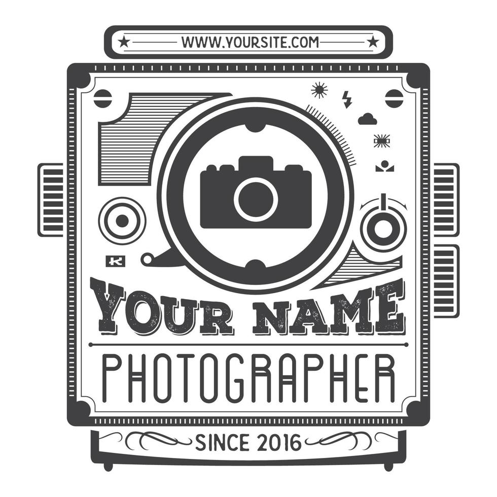 Retro vintage logotype of old camera for photographers. vector