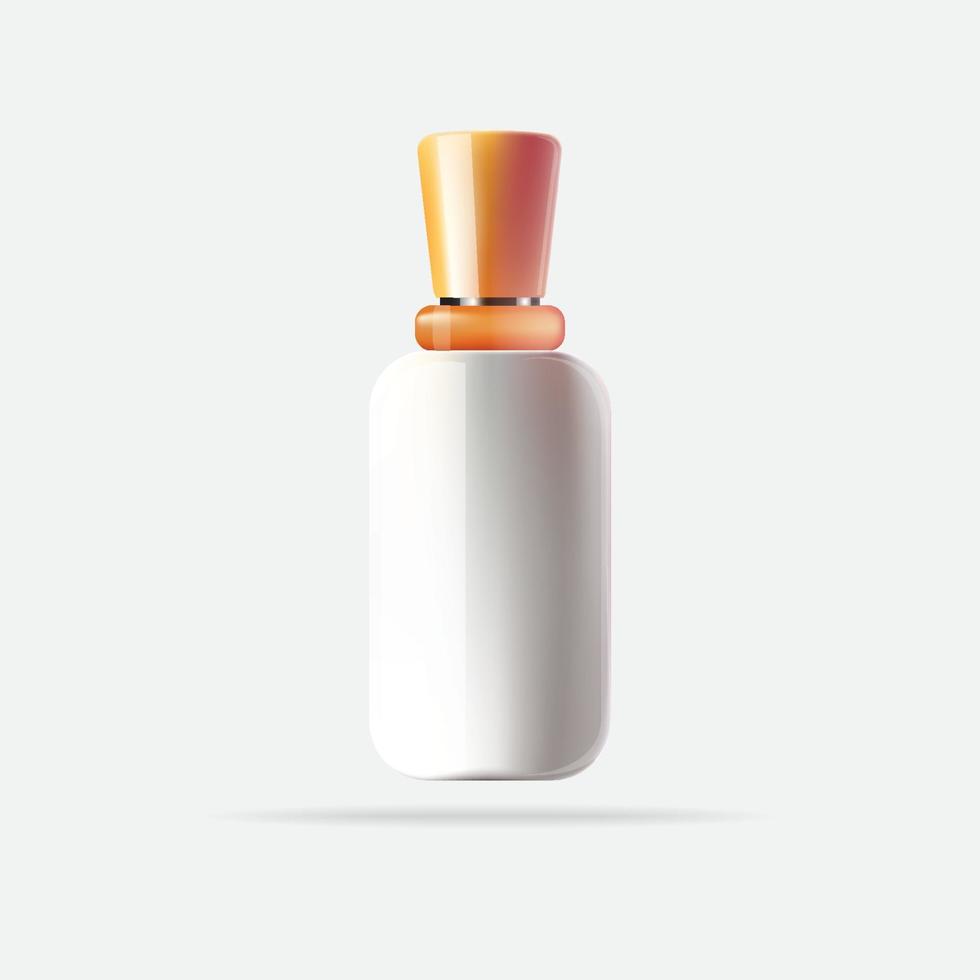 White Cosmetic Container with Orange Cap. vector