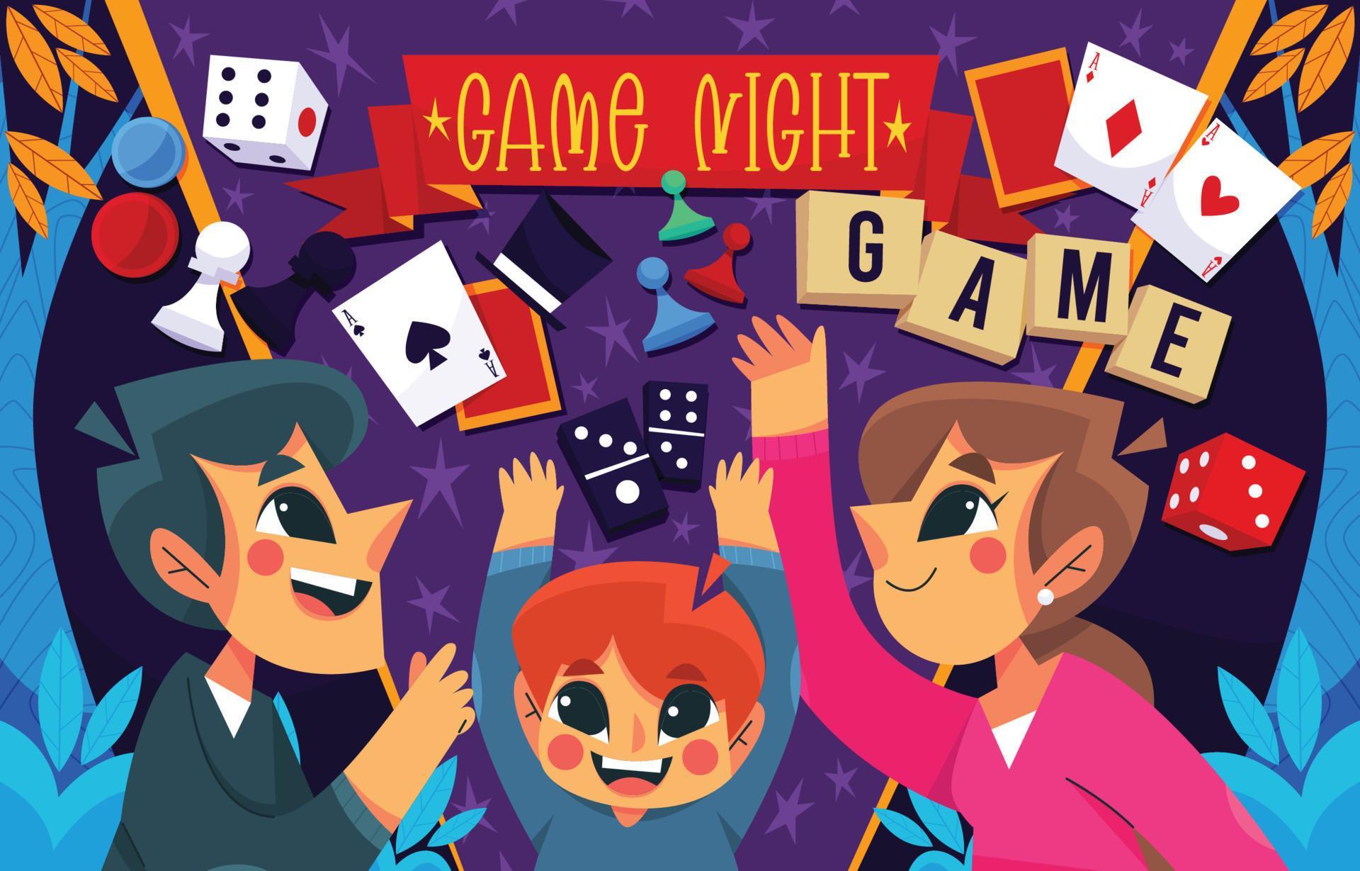 Game Night Time With Family 7804547 Vector Art at Vecteezy