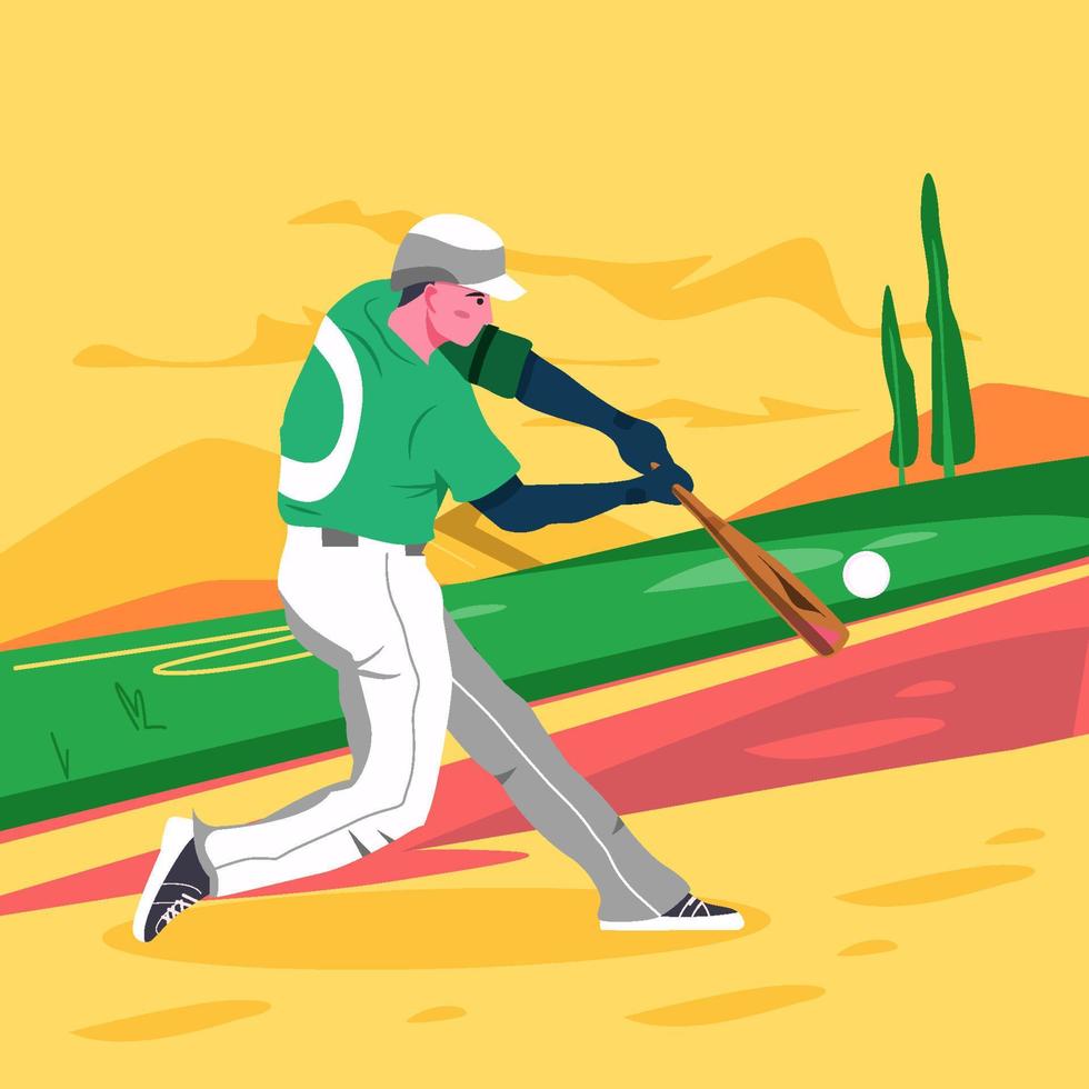 el jugador de béisbol golpeó el concepto de pelota vector