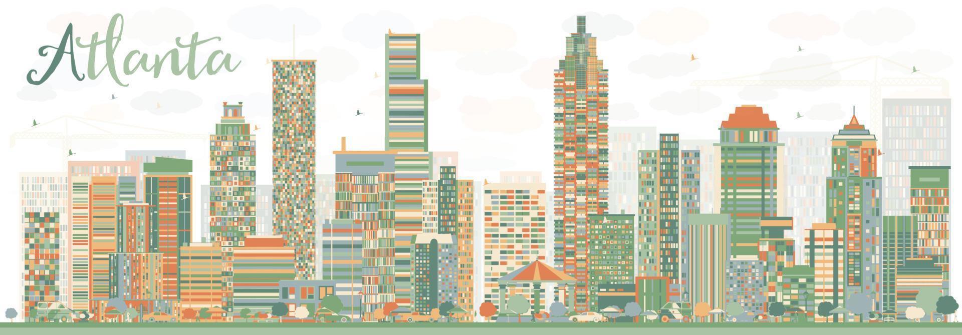 Abstract Atlanta Skyline with Color Buildings. vector