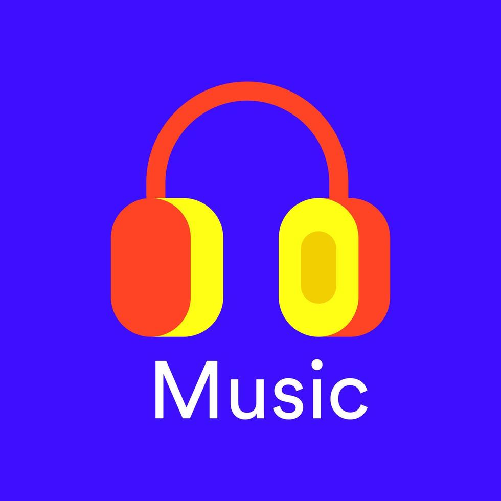 Music vector icon with headphone