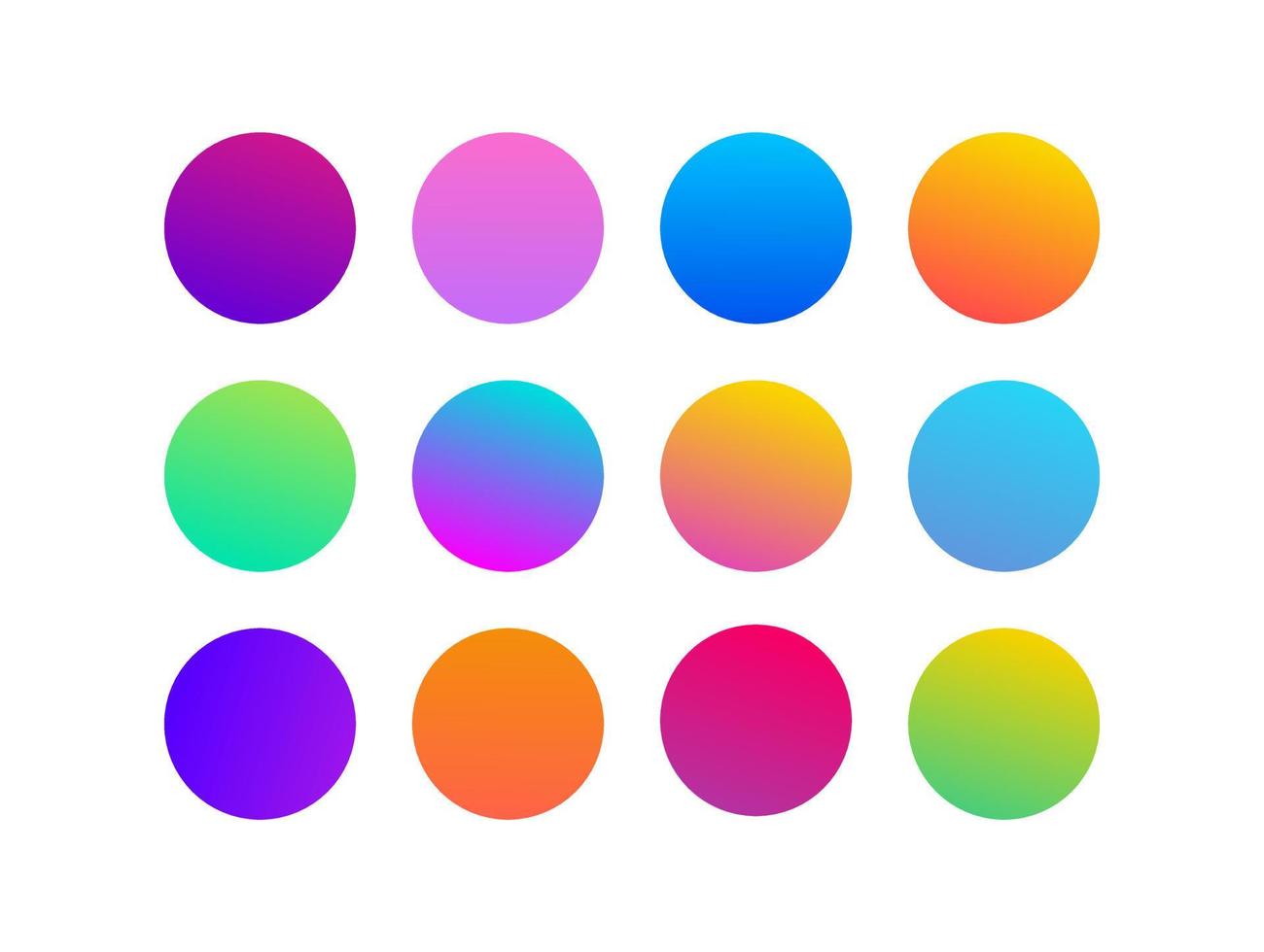 Trendy soft color vector Round gradient set with modern abstract backgrounds. Rounded holographic gradient sphere button for web, colorful soft round buttons or vivid color spheres flat vector.