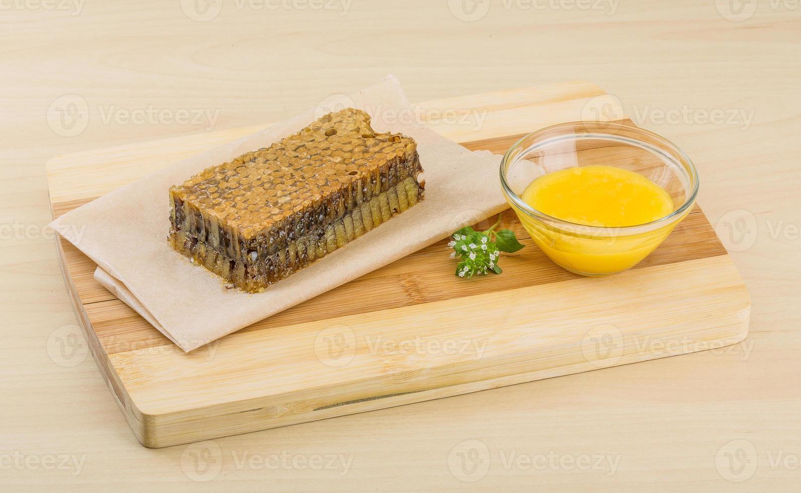 Honey with comb photo