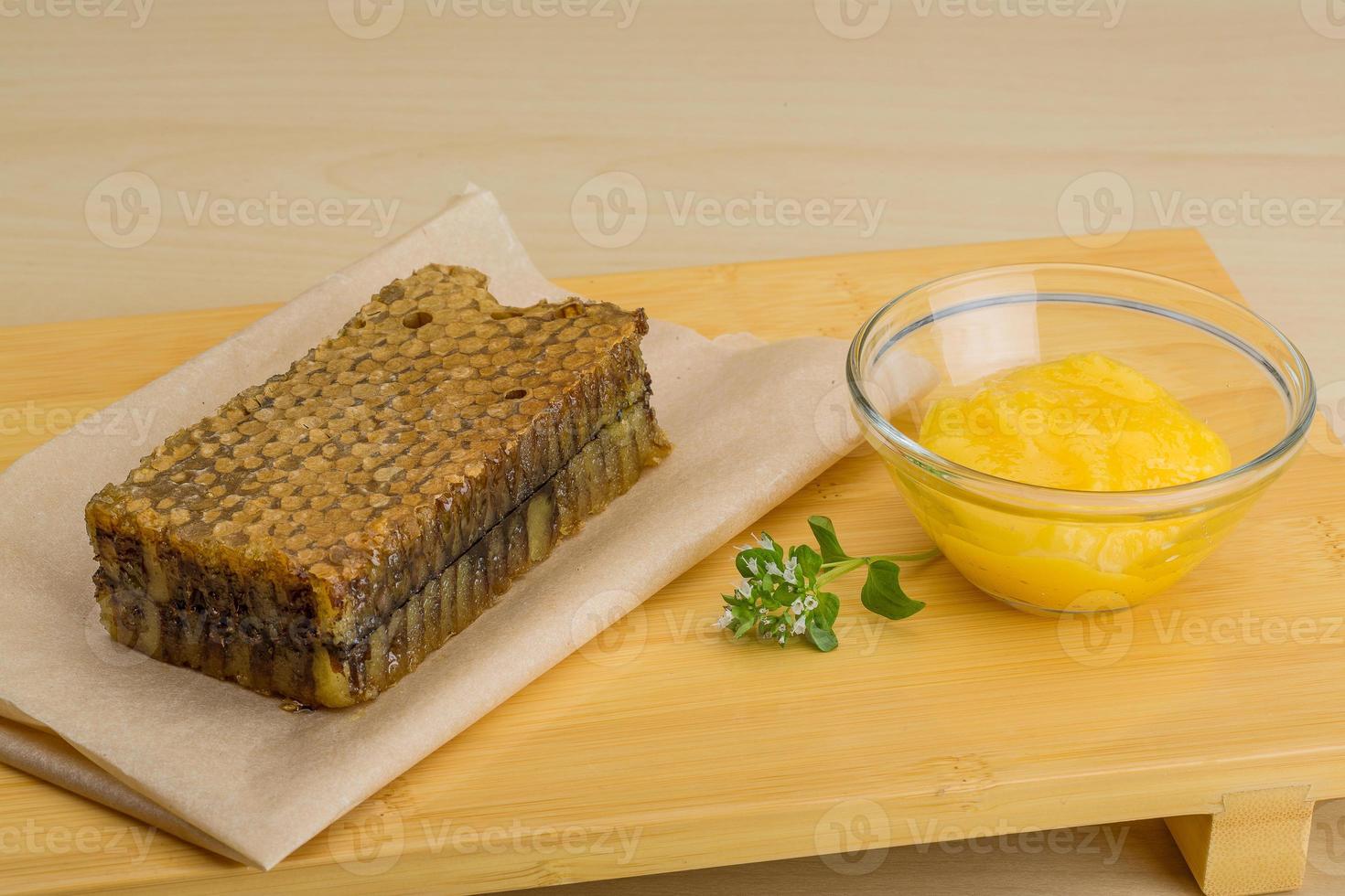Honey with comb photo