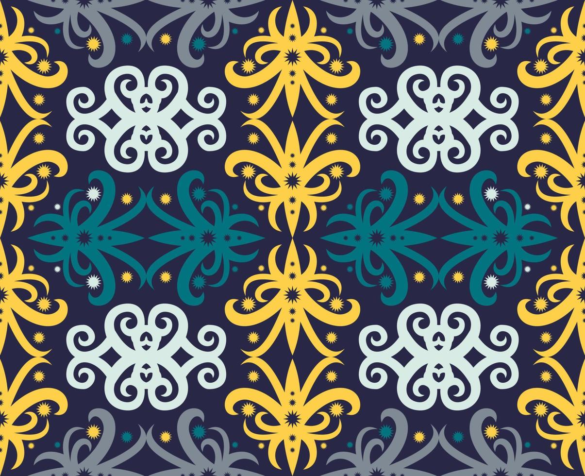 patrón sin costuras de patrón étnico dayak.motivo de tela indonesia tradicional.patrón de borneo. inspiración de diseño vectorial. textil creativo para moda o tela vector