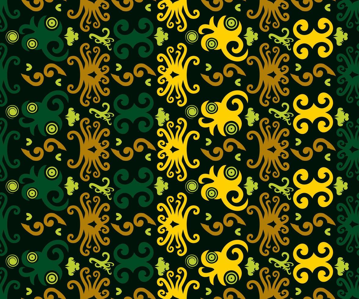 patrón sin costuras de patrón étnico dayak.motivo de tela indonesia tradicional.patrón de borneo. inspiración de diseño vectorial. textil creativo para moda o tela vector