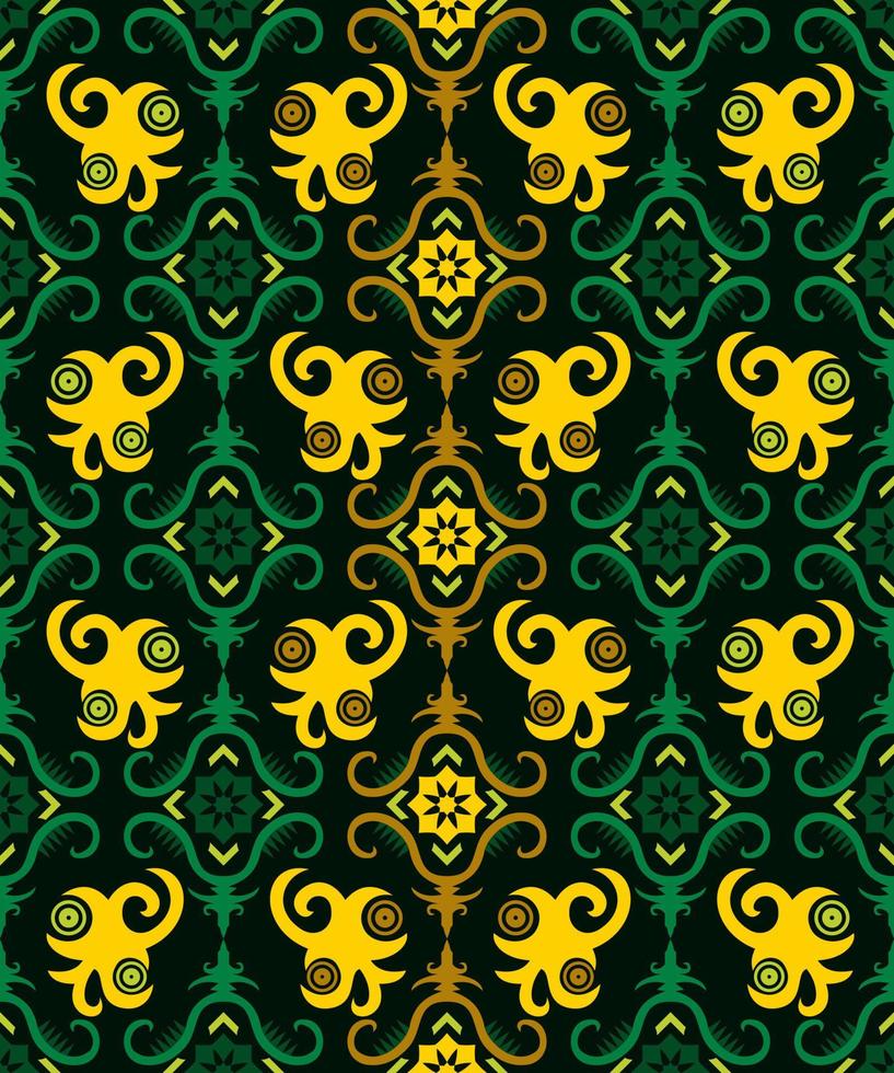 patrón sin costuras de patrón étnico dayak.motivo de tela indonesia tradicional.patrón de borneo. inspiración de diseño vectorial. textil creativo para moda o tela vector