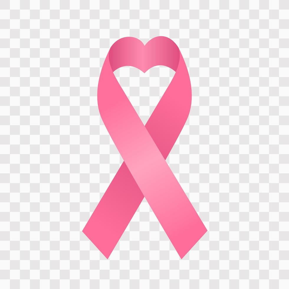 Realistic pink ribbon, breast cancer awareness symbol, vector illustration.