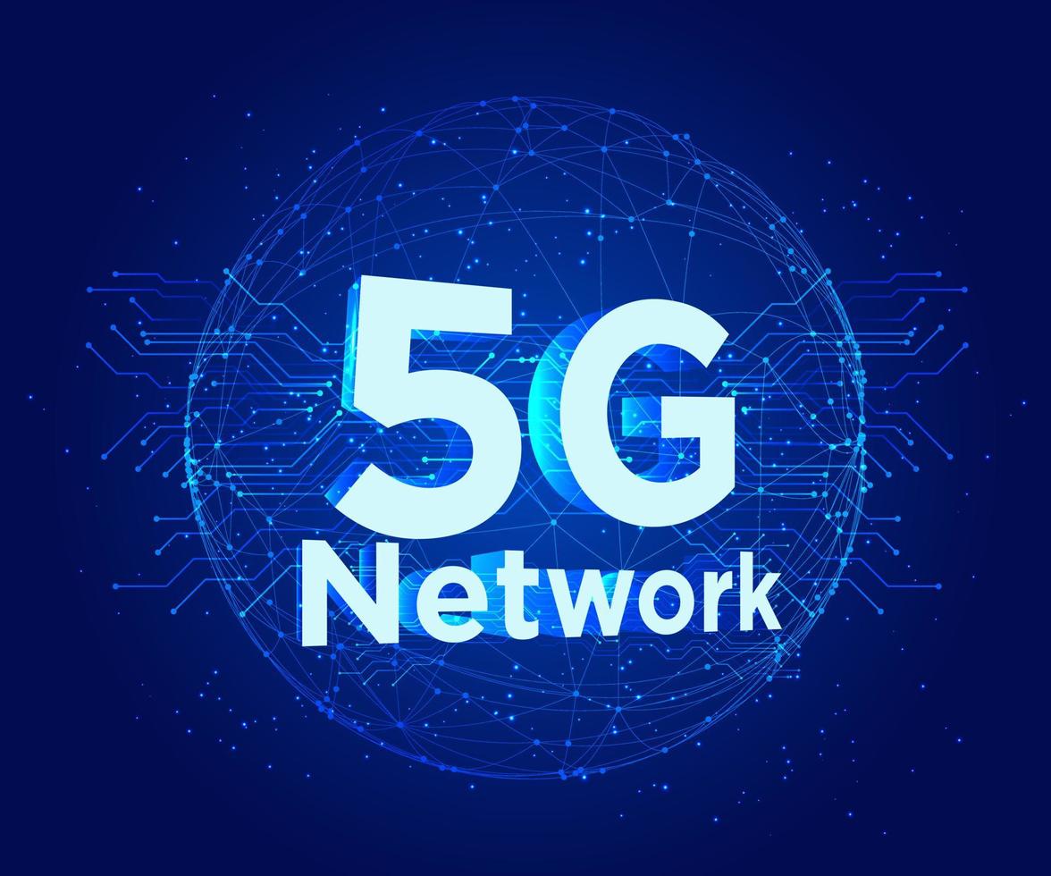 5G network wireless technology new wireless internet wifi connection big data binary code flow numbers vector illustration