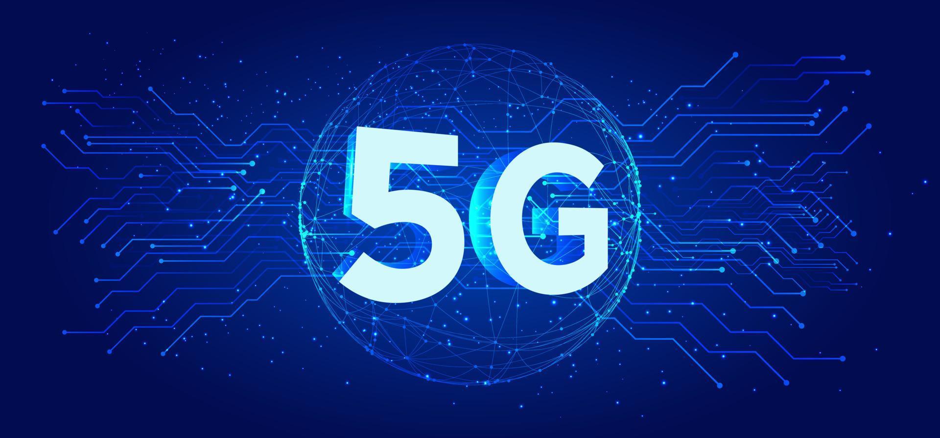 5G network wireless technology new wireless internet wifi connection big data binary code flow numbers vector illustration