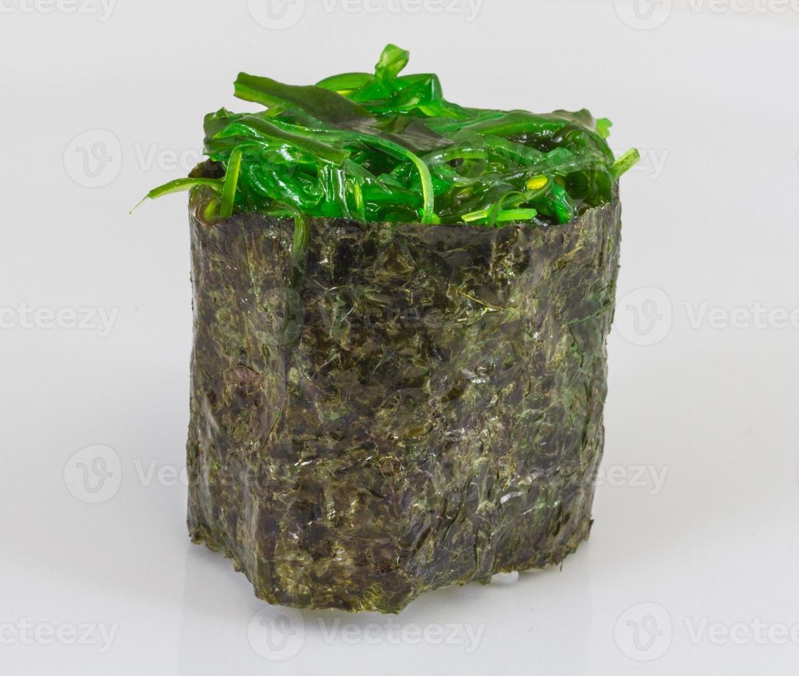 Japanese fresh maki sushi with green seaweed Chuka photo