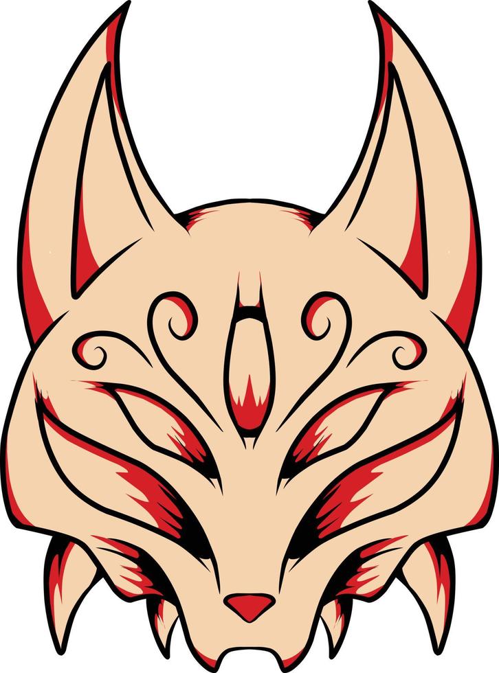 japanese kitsune mask vector which is suitable for sticker packing and other needs