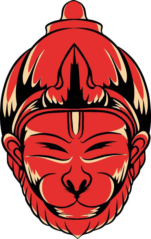 ilustración vectorial de máscara hanuman que es muy adecuada para las necesidades de hacer paquetes de pegatinas, marcas, ropa y otros vector