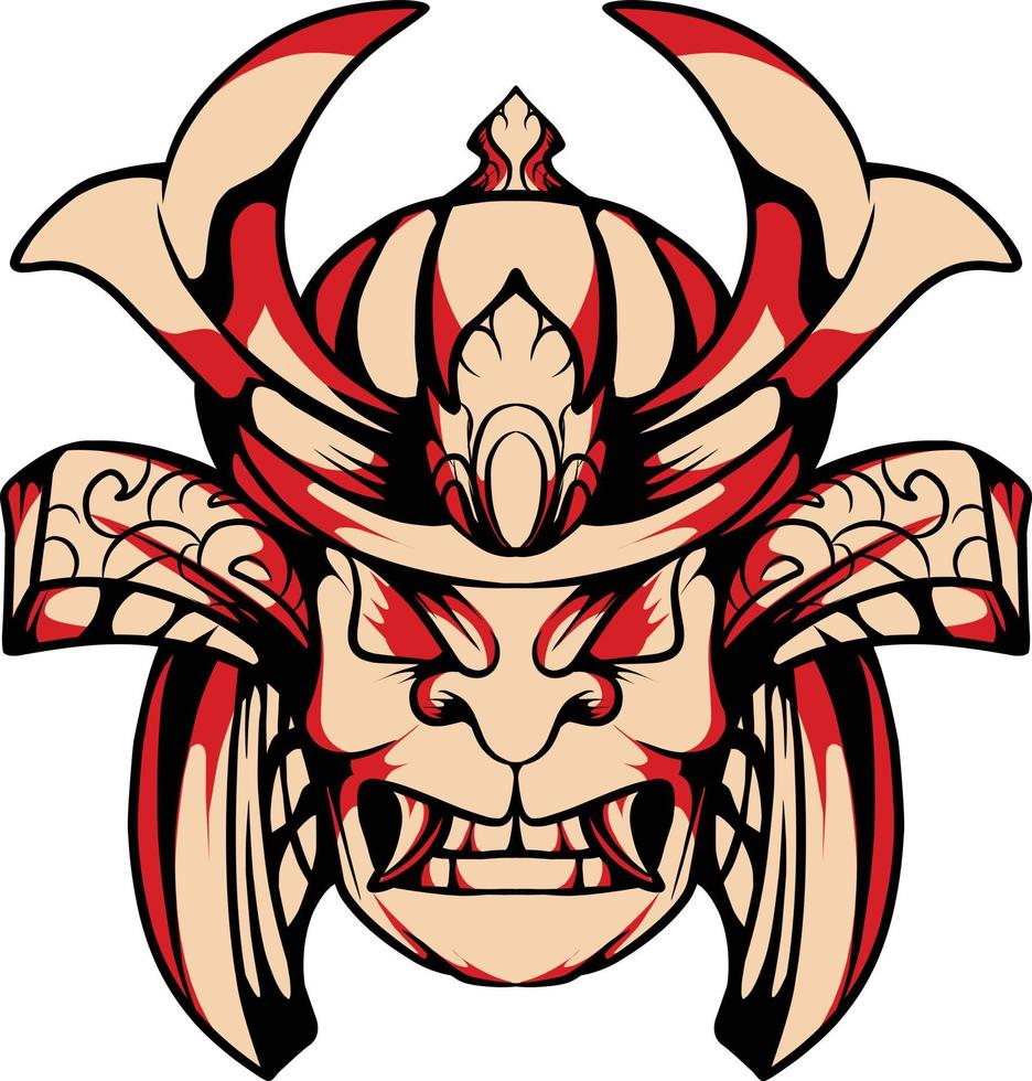 japanese samurai mask vector which is suitable for sticker packing and other needs