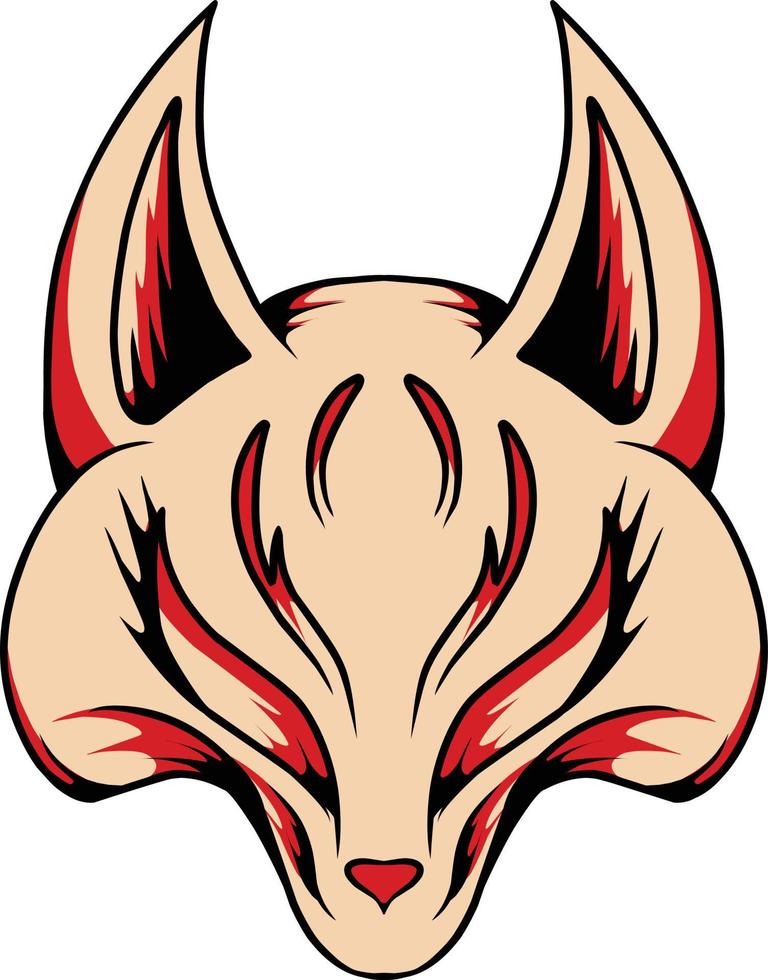japanese kitsune mask vector which is suitable for sticker packing and other needs