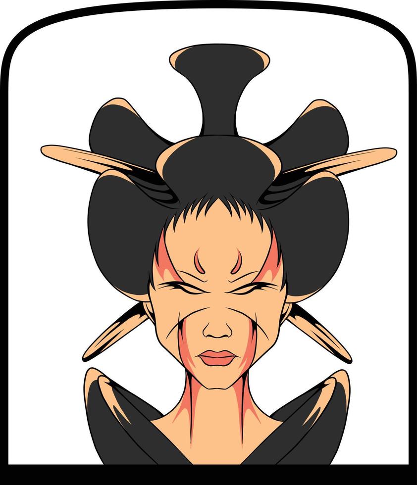 ilustración de vector de geisha japonesa que es muy adecuada para las necesidades de hacer paquetes de pegatinas, marcas, ropa y otros