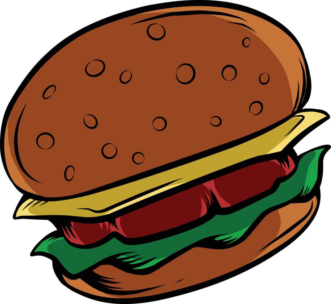 ilustración de hamburguesa adecuada para las necesidades de marca, etc. vector