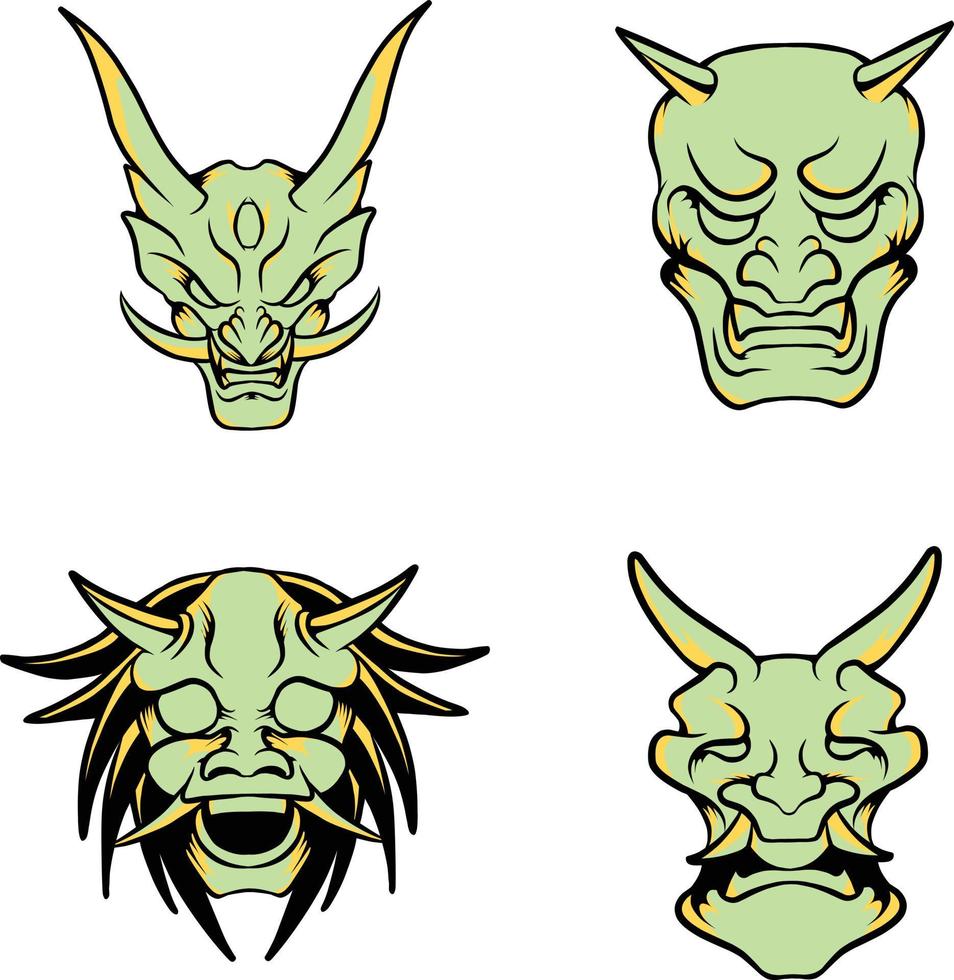 Japanese mask oni vector illustration which is very suitable for the needs of making sticker packs, branding, clothing and others