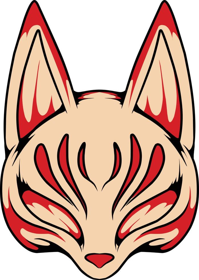 japanese kitsune mask vector which is suitable for sticker packing and other needs