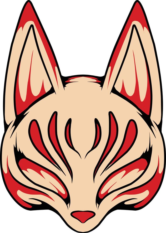 vector de máscara de kitsune japonés que es adecuado para el embalaje de pegatinas y otras necesidades