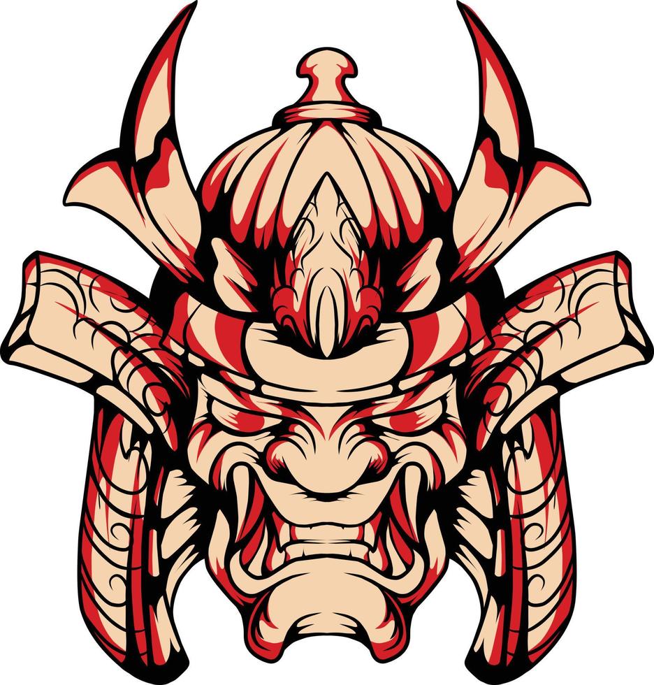 japanese samurai mask vector which is suitable for sticker packing and other needs