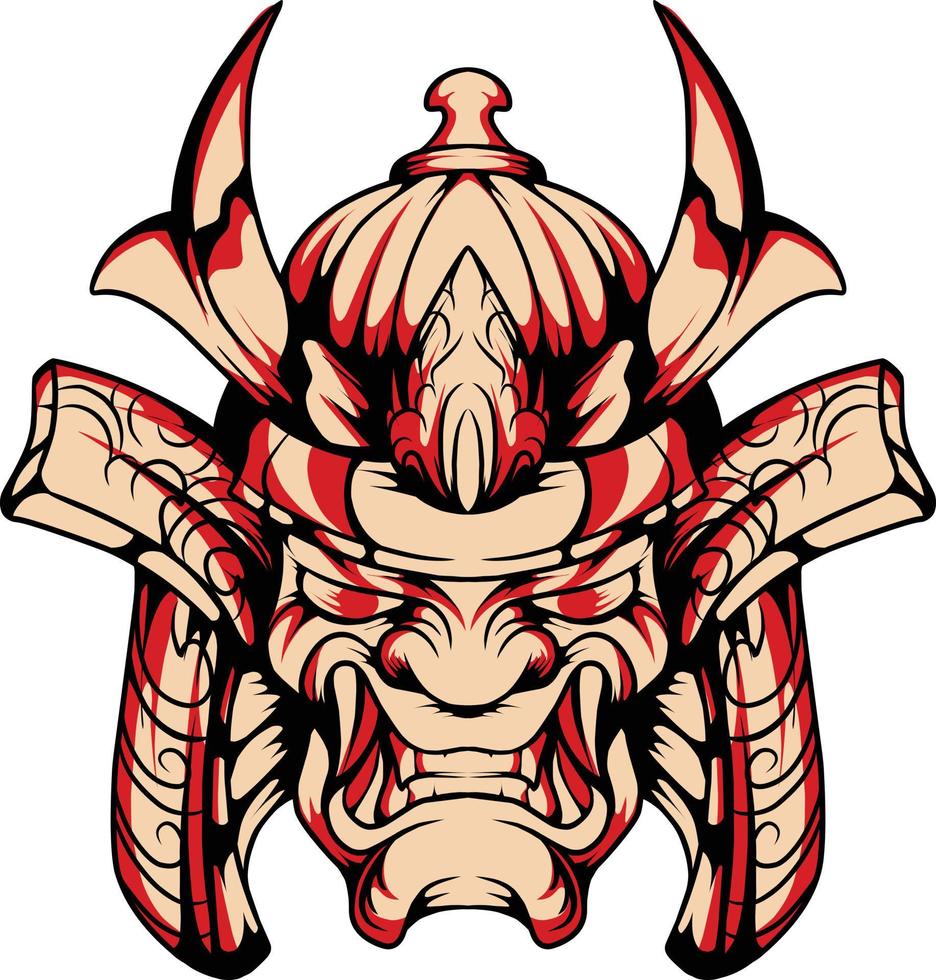 japanese samurai mask vector which is suitable for sticker packing and other needs