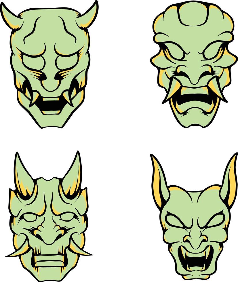 Japanese mask oni vector illustration which is very suitable for the needs of making sticker packs, branding, clothing and others