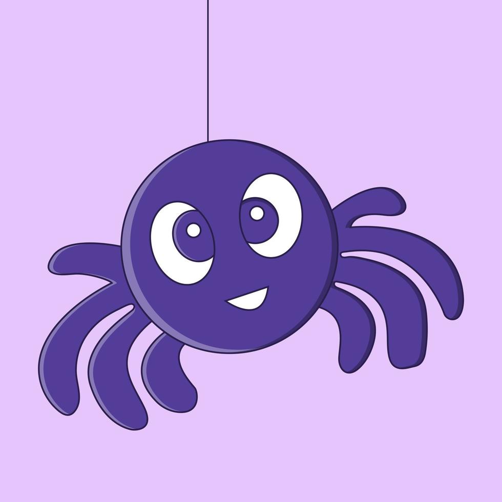Flat cute hanging spider concept illustration vector